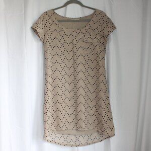 Nine Bird Mini Heart Patterned Shift Dress Short Sleeves Pocket Size Medium